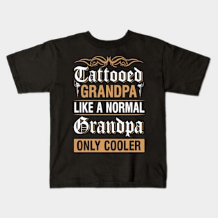 Tattooed Grandpa Coller Grandfather Tattoo Kids T-Shirt